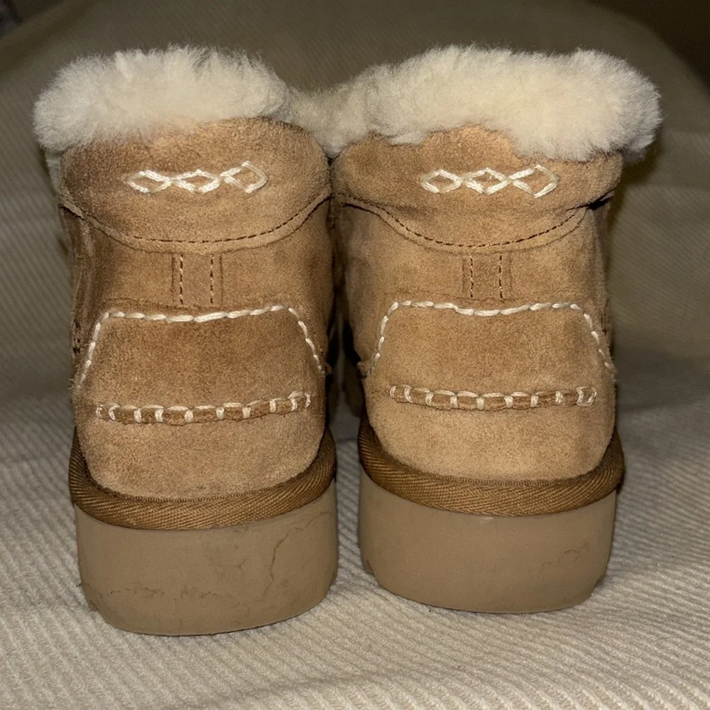 UGG Women's Brown Suede Moccasins with Shearling - Picture 4 of 4